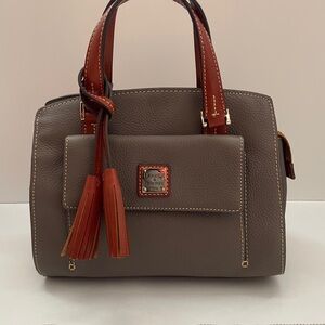 Dooney & Bourke Taupe and Tan Leather Satchel